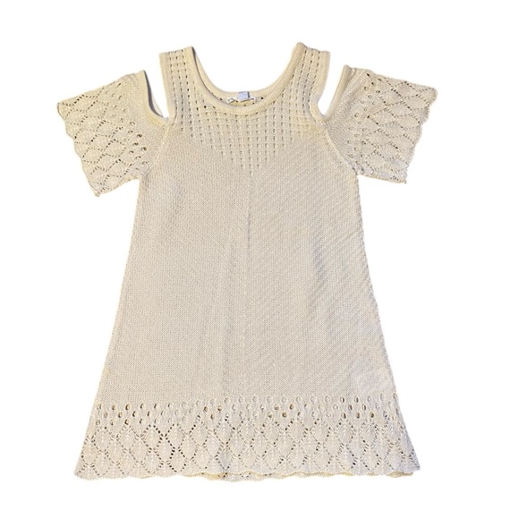 NWT Cream Knit Cold Shoulder Cotton Crochet Detail Boho Summer Size Medium - Picture 3 of 11